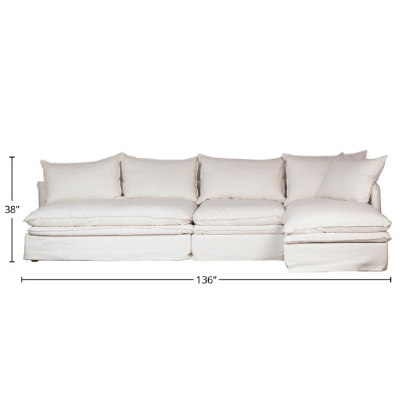 Gracie Oaks Jarald White Slip Cover Style Sofa Chaise Wayfair